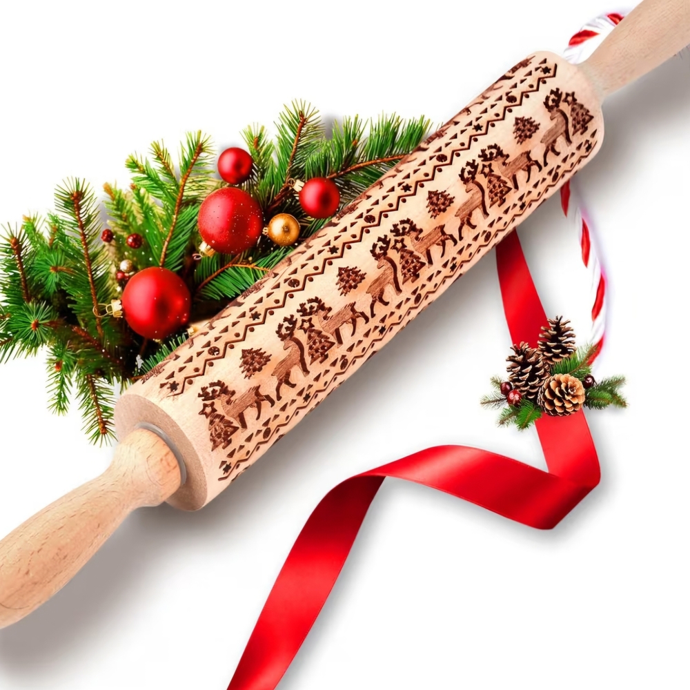 Deer Christmas Engraved Rolling Pin